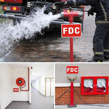 FDC Sign, 2 Pack FDC Signs Outdoor Aluminum Metal Sign, FDC Signs for Fire Department Connection, UV Protected Weather Resistant and Easy to Install (Size: 18x12 inches)