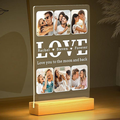 Personalized Anniversary Birthday Gifts for Women Men, Customized Picture Frames, Custom Photo Frame with Photos, Customized Valentines Day Gifts for Him Her Girlfriend Boyfriend