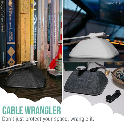 Smartish® Magnetic Cord Holder - Cable Wrangler Organizer Stocking Stuffer with Magnet Clips for Charger Management on Desktop, Nightstand for USB-C + Lightning - Black Tie Affair