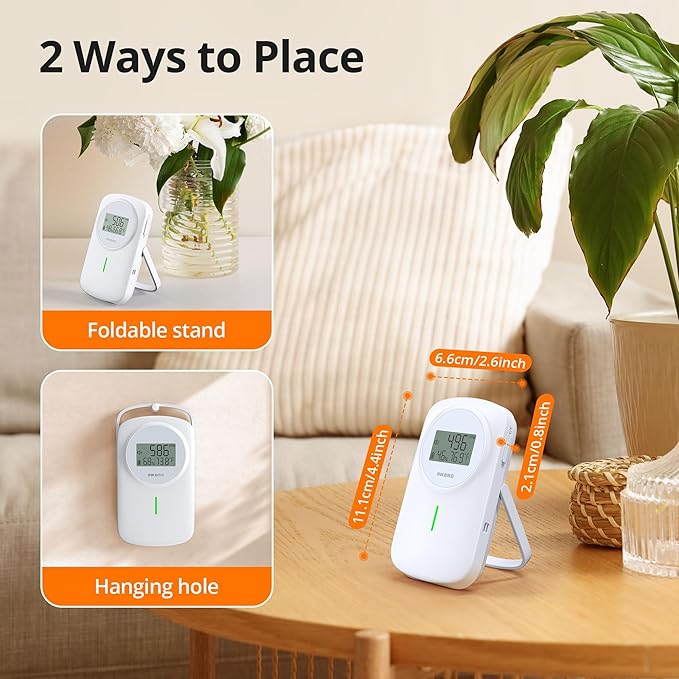 INKBIRD NDIR CO2 Detector Battery Powered | 3 in 1 CO2 Monitor Meter | Carbon Dioxide & Temperature & Humidity Air Quality Monitor Indoor | Dual Alarm System | for Home, Office, RV, Grow Tent (IAM-O2)