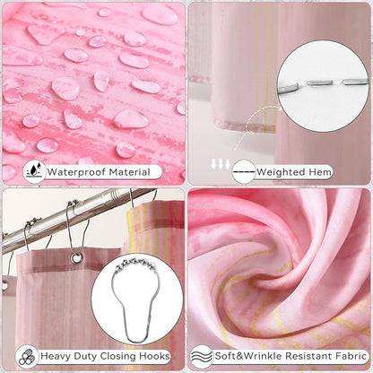 Bathroom Accessories Set - 26PCS Pink Bathroom Set, Bathroom Accessory Set with Shower Curtain and Rugs and Bathtub Mats for Home