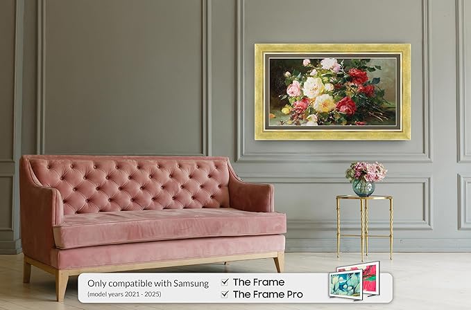 Contemporary Gold 75" Premiere Deco TV Frame - Compatible ONLY with Samsung The Frame TV and Pro TVs (Fits 2021-2025, LS03A, LS03B,LS03C,LS03D,LS03FA,LS03FW)