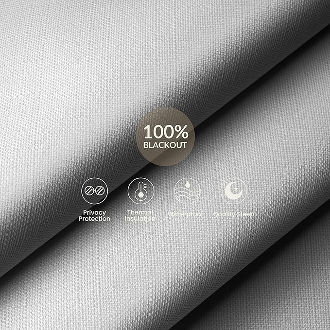 Blackout Linen Roller Shades for Windows Cordless Room Darkening Roller Blinds Easy to Install with Cassette Valance Black Out Window Shades for Home Office Living Room White,24" W x 84" H