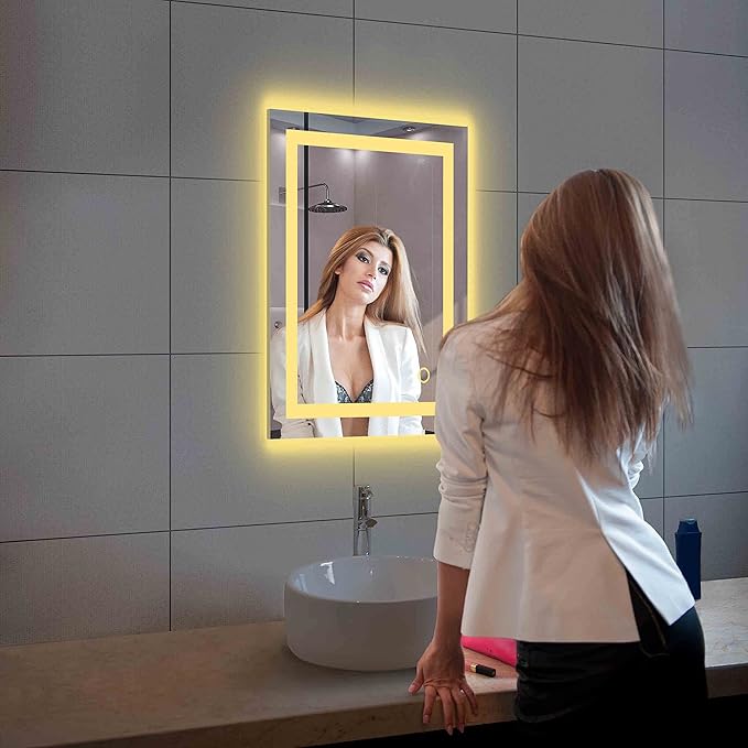 Blossom 24X30 LED Bathroom Mirror with Lights, Anti-Fog, Dimmable, Backlit & Front Lit, Lighted Bathroom Vanity Mirror for Wall, Memory Function, Waterproof, Tempered Glass, Smart Vanity Makeup Mirror