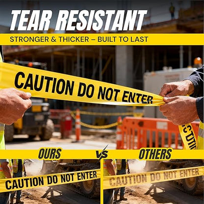 Caution Do Not Enter Tape 3 inch X 1000 feet • Bright Yellow with a Bold Black Print • 3 in. Wide for Maximum Readability • Tear Resistant Design