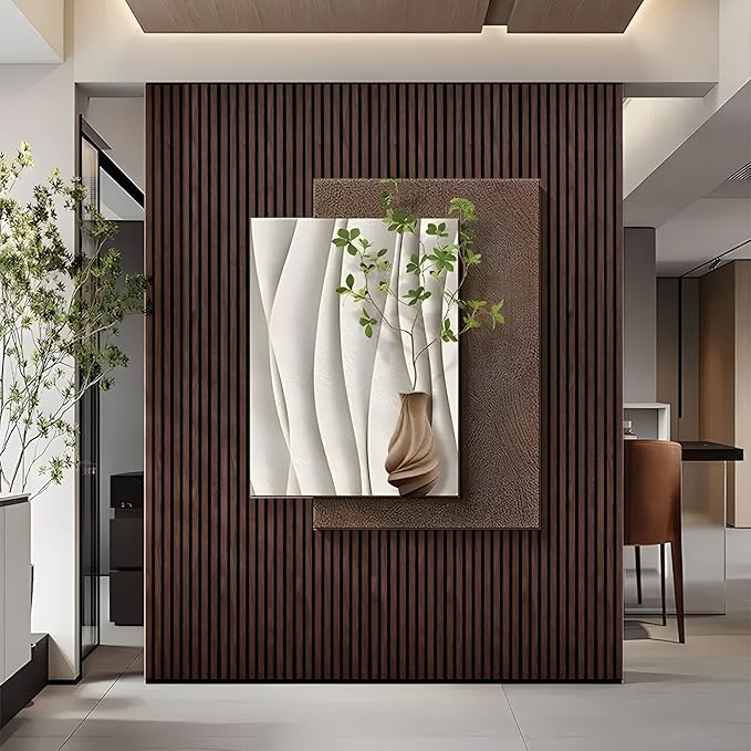 Wood Panels for Wall - Oak Acoustic Wall Panels - 4PK Wall Wood Panels - 94.49” x 12 - Soundproof Wall Panels for Decor - Acoustic Slat Wood Wall Panels for Interior Decoration of Walls (Oak) (Walnut)