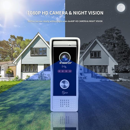 Video Doorbell Intercom System,10 Inches Touch Screen (Black) Video Doorbell Door Phone System,Support Remote Unlock, Dual-Way Intercom,Night Vision for Villa House Apartment (2-Camera + 3-Monitor)