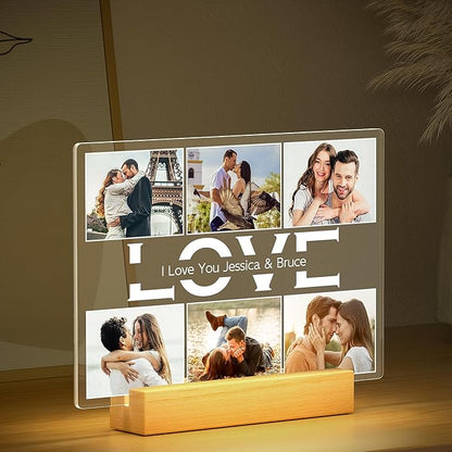 Custom Picture Frame with Photo, Personalized Photo Frame, Customized Picture Frames, Personalized Anniversary Valentines Day Gifts for Women Men Her Him Couples Wife