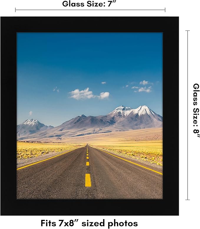 Americanflat 7x8 Picture Frame with Shatter-Resistant Glass - Signature Collection - Gallery-Style Frames Made of Engineered Wood - Photo Frame for Tabletop and Wall Display - Black