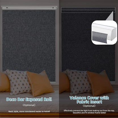 SmartWings Motorized Smart Blinds with Remote, Custom Automatic 100% Blackout Roller Shade Compatible with Alexa/Homekit/Google, Electric Smart Blinds for Indoor Windows, Eclipse Charcoal