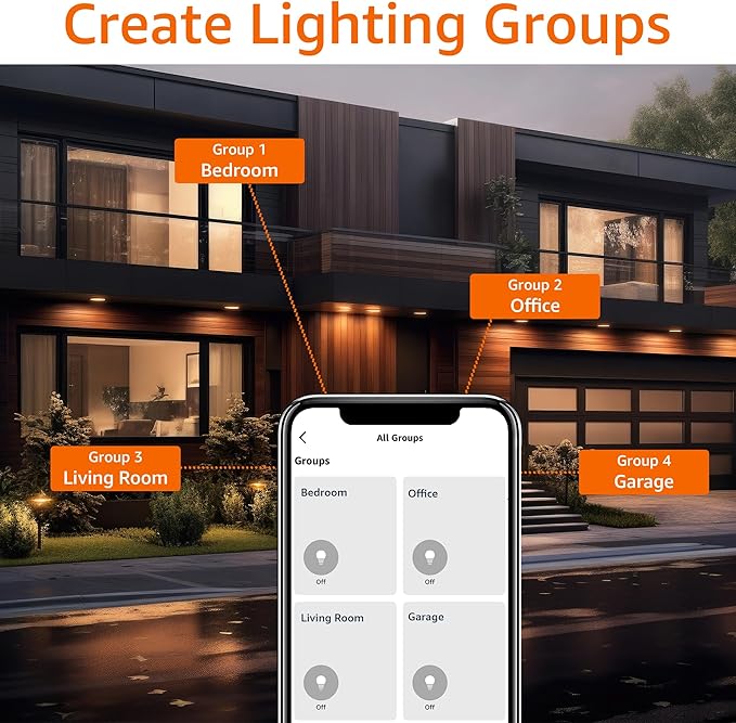 Amazon Basics Smart BR30 LED Light Bulb, Dimmable Soft White (2700K), 9W (60W Equivalent), 800LM, Works with Alexa Only, 2.4 GHz Wi-Fi, No Hub Required, 4 Pack