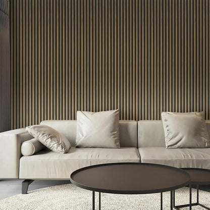 Art3d 8-Pack WPC Wood Slat Wall Panel for Interior Décor, 3D Wood Fluted Acoustic Paneling for Living Room Bedroom Home & Office Accent Wall Decor - 96 x 6 Inch Ebony