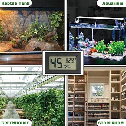 Reptile Thermometer and Humidity Gauge Digtal Terrarium Thermometer Rectangle Bearded Dragon Cage Accessories Reptile Temp and Humidity Gauge for Leopard Gecko Hermit Crab Gecko Lizard Etc 2pc