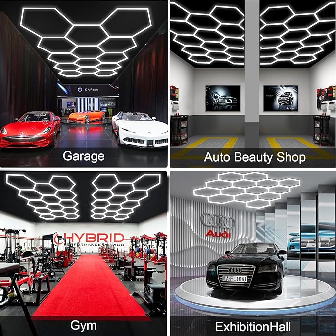 MODERN 22-Grid Hexagon LED Garage Lights, 89640 Lumens 6500K, Octagon Honeycomb Design for Garage, Workshop, Gym & Warehouse (83-Pack, White)