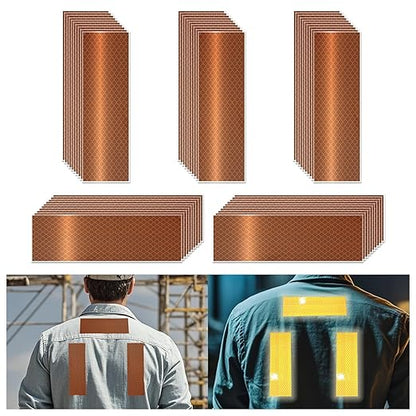 Non Fading Brown Reflective Stickers 2 inch X 6 inch, Outdoor Waterproof High Visibility Warning Safety Adhesive Reflector Tape (50 Pcs)