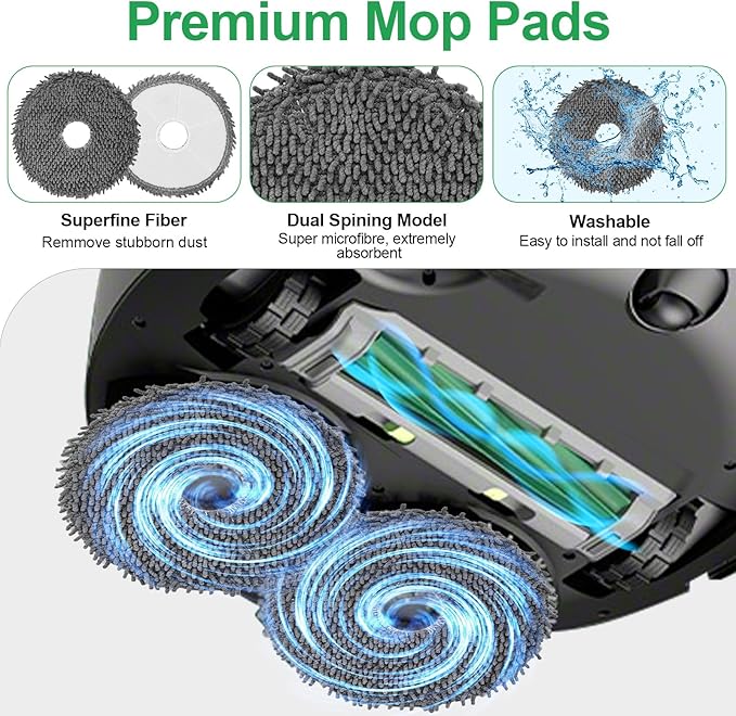 Roomba 405 Combo Accessories Replacement Parts for iRobot Roomba Plus 405/505 / 507 Combo Kit Accessory Set, 2 Roller Main Brushes, 6 vacuum Dust Bags 6 Mop Pads 4 Hepa Filters 6 Side Brushes