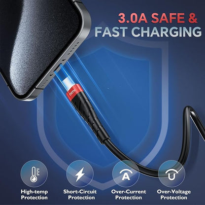OIITH USB C Cable, USB A to USB C 3A Fast Charging (6FT 3Pack) Phone USB Type-C Charge Cable Android Charge Cord USB C Charger Cable for iPhone 15 Plus/Pro/Pro Max/Samsung/Pad/Laptop/LG/-Red