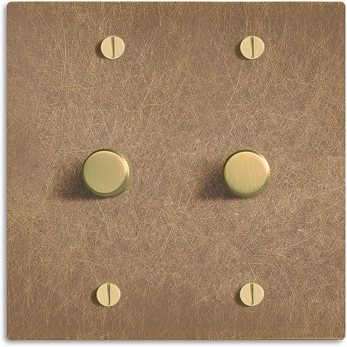 SELECT Vintage Brass Dimmer Light Switch, 1 Way Rotary Dimmer, 2 Gang TRIAC/Leading Edge Dimmable LED Light Switch, 15A 120V AC with Brass Knob, Faceplate & Dimming Module, UL Listed