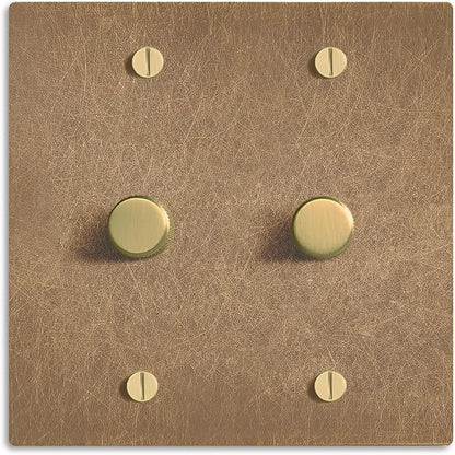 SELECT Vintage Brass Dimmer Light Switch, 1 Way Rotary Dimmer, 2 Gang TRIAC/Leading Edge Dimmable LED Light Switch, 15A 120V AC with Brass Knob, Faceplate & Dimming Module, UL Listed