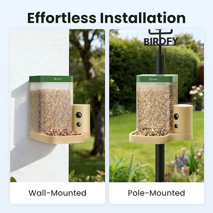 Birdfy Smart Bird Feeder with Camera for Rookie, Camera Bird Feeder Dual Night Vision, AI Recognition IP66 Waterproof for BirdLovers, 1.3L Capacity (AI by Subscription)