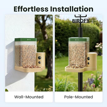 Birdfy Smart Bird Feeder with Camera for Rookie, Camera Bird Feeder Dual Night Vision, AI Recognition IP66 Waterproof for BirdLovers, 1.3L Capacity (AI by Subscription)