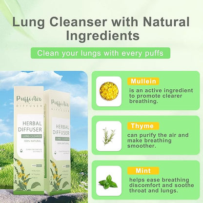 PUFFIAIR Daily Balance Trio Herbal Diffuser Pen Set | Refresh Reset Calm Blends | Green Purple Blue | 3 Count