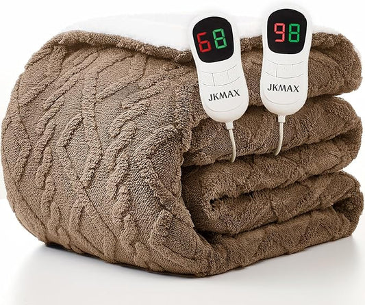 Heated Electric Blanket King Size-100"x90" Heating Blanket with 10 Heating Levels & 5 Time Settings Over-Heat Protection，Winter Warmer for Adults with ETL Certification（Beige）