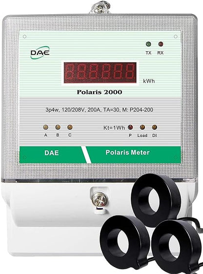 DAE P204-200-S KIT, UL CTEP kWh Smart Submeter, 3 Phase, 200A, 120/208v, 3 Solid Core CTs(Inner Diameter 1.02")