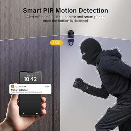 Wireless Video Doorbell Intercom System, Smart Doorbell Camera with Monitor, 1080P WiFi Video Door Phone with 8" Touch Screen, Motion Detection, Night Vision, No Monthly Fees, Tuya APP
