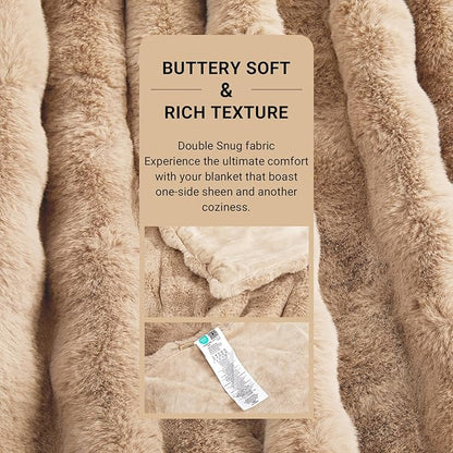 SAPHREAS Faux Fur Throw Blanket for Couch, Fluffy Fuzzy Bubble Blanket for Sofa Bed Living Room, Decor Soft Cozy Gifts for Women Men, 50x60” Khaki