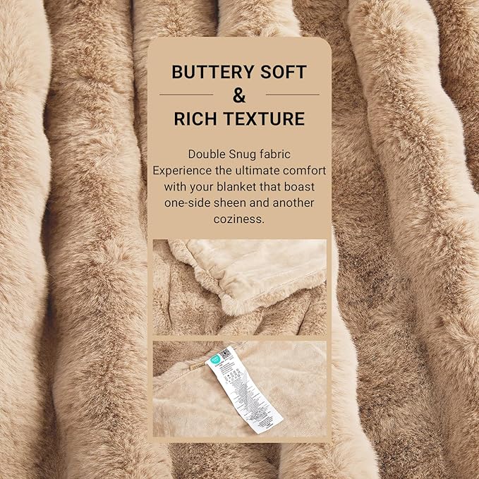 SAPHREAS Faux Fur Throw Blanket for Couch, Fluffy Fuzzy Bubble Blanket for Sofa Bed Living Room, Decor Soft Cozy Gifts for Women Men, 60x80” Khaki
