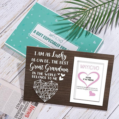 Great Grandma Christmas Gifts Picture Frame, Birthday Gifts for Great Grandma from Grandchildren, Best Great-Grandmother Gift Photo Frame Great-Grandmother Christmas Mothers Day Gift - 4x6 Photo