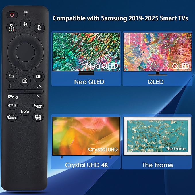 [2025 Model] VG-TM2560EN for Samsung Smart TV Remote:AI Smart Voice Control for All 2019 to 2025 Samsung,Replacement for The Frame TV/Crystal UHD/QLED/NEO QLED/Curved 4K 8K Televions