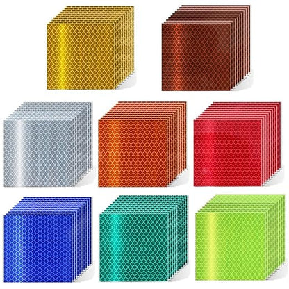 Non Fading Reflective Stickers 4 inch X 4 inch, Outdoor Waterproof High Visibility Warning Safety Adhesive Reflector Tape (80 Pcs)