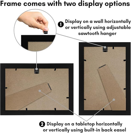 Americanflat 5x8 Picture Frame with Shatter-Resistant Glass - Signature Collection - Gallery-Style Frames Made of Engineered Wood - Photo Frame for Tabletop and Wall Display - Black