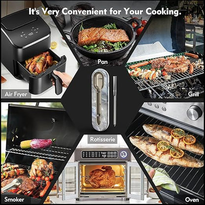 Aurasky Wireless Meat Thermometer with Unique Stone Texture, Smart Bluetooth APP Control, 500 Ft Remote Range, Dual Alarm, Waterproof Cooking Meat Thermometer for Grilling, Smoking, Family BBQ, Oven