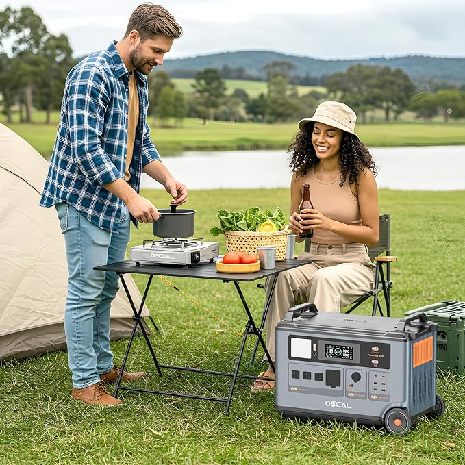 OSCAL 120V/240V Solar Generator 6000W(Peak 9000W) with 2x200W Solar Panel,Promax6000 Dual Voltage 3600WH Lifepo4 Battery Portable Power Station with 14 Outlets,2200W 1.96H Fast Charge,for Home Backup