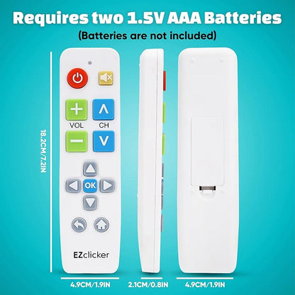 Plus Big Button Universal TV Remote (White) Simple Easy to Use, Works with Major TV Brands (2xAAA Batteries Not Included)