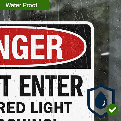 Danger Do Not Enter When Red Light is Flashing Sign, 10x7 Inches, 4 Mil Vinyl Decal Stickers Weather Resistant, Made in USA by My Sign Center