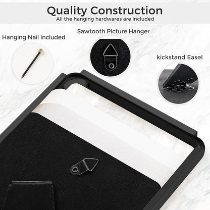 Axeman 5x7 Picture Frame-Metal Rounded Corner Frame 5x7, 5''x7''Photo Frame with Tempered Glass,Tabletop and Wall Display, One-Piece 5 By 7 Metal Picture Frame for images, Black