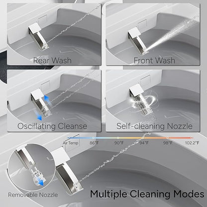 CANEST Smart Toilet with Bidet Built in, Elongated Toilets with Heated Seat, Auto Open Close, Foot Sensor, Warm Water and Dryer, Remote Control, LED Display, Night Light, Auto Deodorization (TC-400BK)