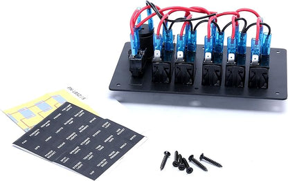 Amarine Made 5 Gang Aluminium LED Rocker & CIG Socket & Circuit Breaker Waterproof Marine/Boat/rv Switch Panel AM62-PN-LB5Z/S