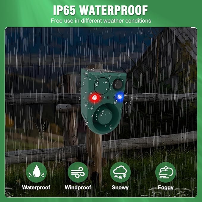 ChunHee Solar Outdoor Motion Sensor Alarm with Dog Barking Alarm Sound, Support Recording and Adjustable Volume, 129db Loud Noise Maker 4 Work Modes Strobe Light for Home, Villa, Farm, Barn (2pack)