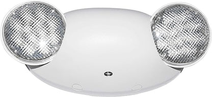 LIT-PaTH LED Emergency Lighting Fixtures with 2 LED Bug Eye Heads and Back Up Batteries- US Standard Exit Light, UL 924 and CEC Qualified, 120/277 Voltage, White, 1-Pack
