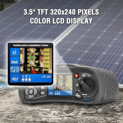 CEM T.ax Included DT-6650 Multifunction Installation Tester with 3.5" TFT Color LCD Display,Voltage,Insulation Resistance,Earth Resistance,Loop impedance,Loop impedance,RCD,PFG, PSC Support 400V TN