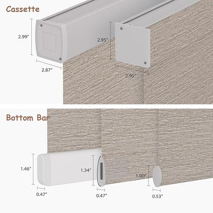 Motorized Roller Blinds with Remote, 100% Blackout Automatic Roller Shades for Bedroom, Bathroom, and Living Room, Customized Size, Woven Tapestry Brown