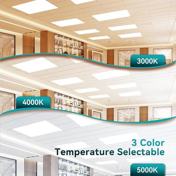2 Pack 2x4 LED Flat Panel Light with Emergency Battery Backup, Up to 1.5H of Power Support at 8W Output, 0-10V Dimmable, 3000/4000/5000K, 30/40/50W Selectable, UL & ETL