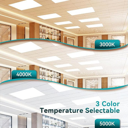 2 Pack 2x4 LED Flat Panel Light with Emergency Battery Backup, Up to 1.5H of Power Support at 8W Output, 0-10V Dimmable, 3000/4000/5000K, 30/40/50W Selectable, UL & ETL