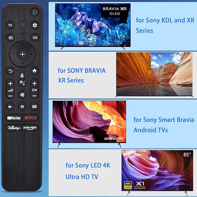 Voice Remote for Sony Smart TVs,Replacement Control for All 2018 to 2025 Sony Bravia Google 4K UHD LED LCD HD Smart TVs, with 4 Quick Link Buttons