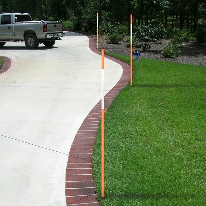 FiberMarker Reflective Driveway Makers 48in Orange 10-Pack 5/16-Inch Dia Solid Snow Pole Reflective Snow Stakes for Roadway